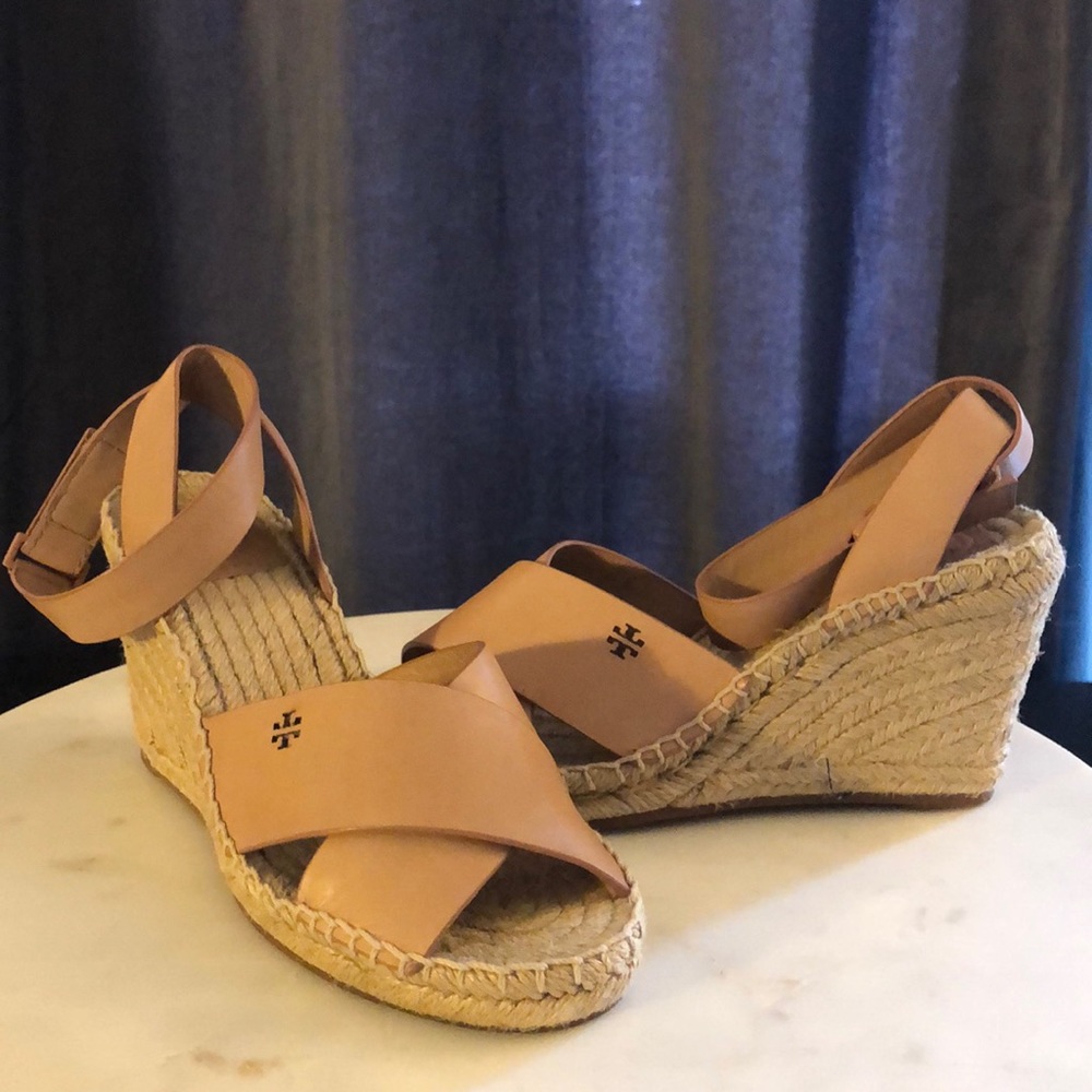 Like new Tory Burch espadrille ankle wrap wedge